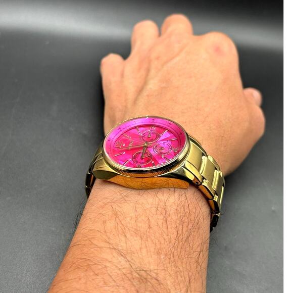 FOSSIL BQ1682 Stella Collection Hot Pink Dial Golden Bracelet Women\'s Watch main image 11